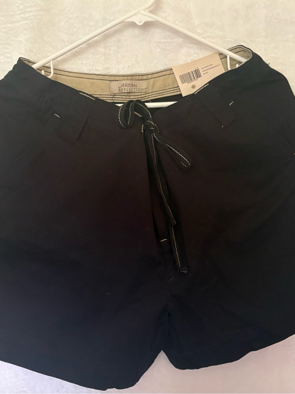 NWT Natural Reflections Black Drawstring Casual Summer Shorts